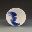 White bowl with blue brushstroke by Emily Hoke
