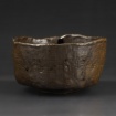 Patterened thin tenmoku teabowl by Yvonne Smith
